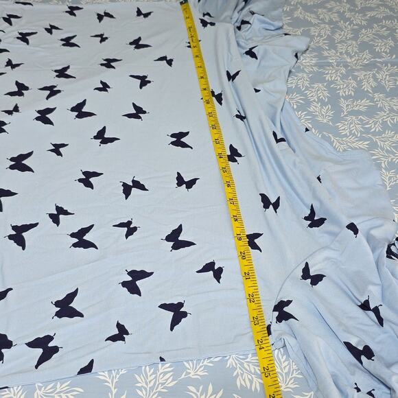 Belle by Kim Gravel Womens Sz 1X Blue Butterfly Stretchy Lace Bell Sleeve Top - Picture 8 of 11